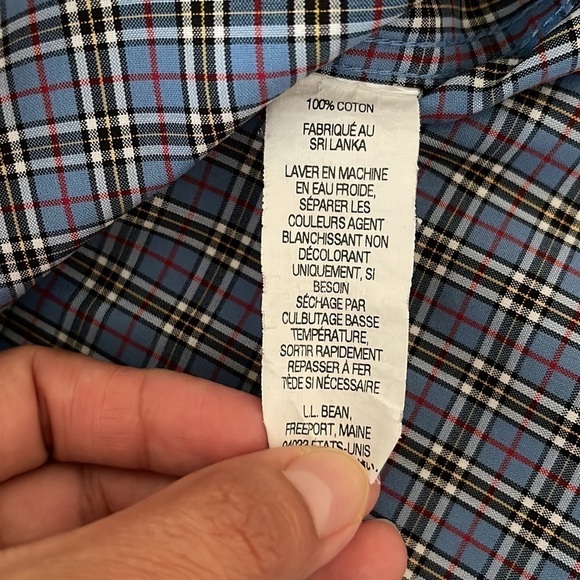 L.L. Bean Button Down Wrinkle-Free Oxford Shirt Neck 16 1/2” Plaid Large Tall - Picture 7 of 13